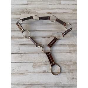NEWPORT NEWS Brown Leather Circle Boho Belt SZ m/l C100851